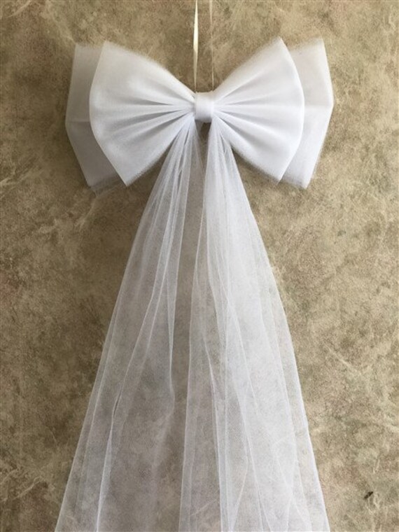 10 LIGHT ORANGE WHITE WEDDING 9/" PEW BOW BRIDAL SHOWER