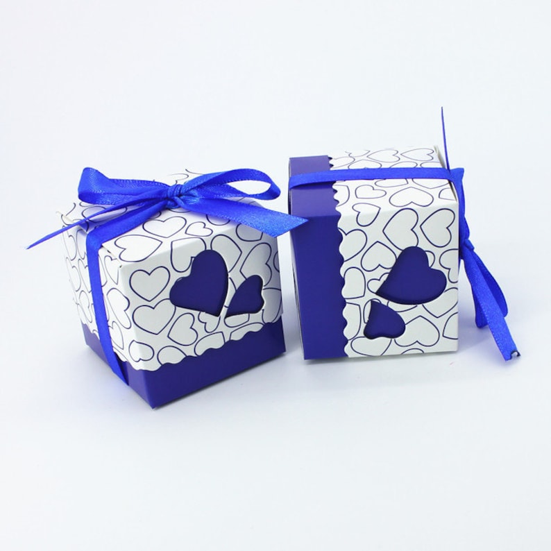 100pcs Royal Blue Wedding Candy Box Sweet Heart Wedding Favors Etsy