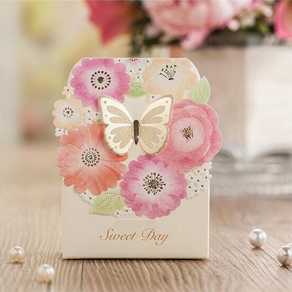 50 Pcs Wedding Candy Box Gold Butterfly Events Party Supplies Etsy