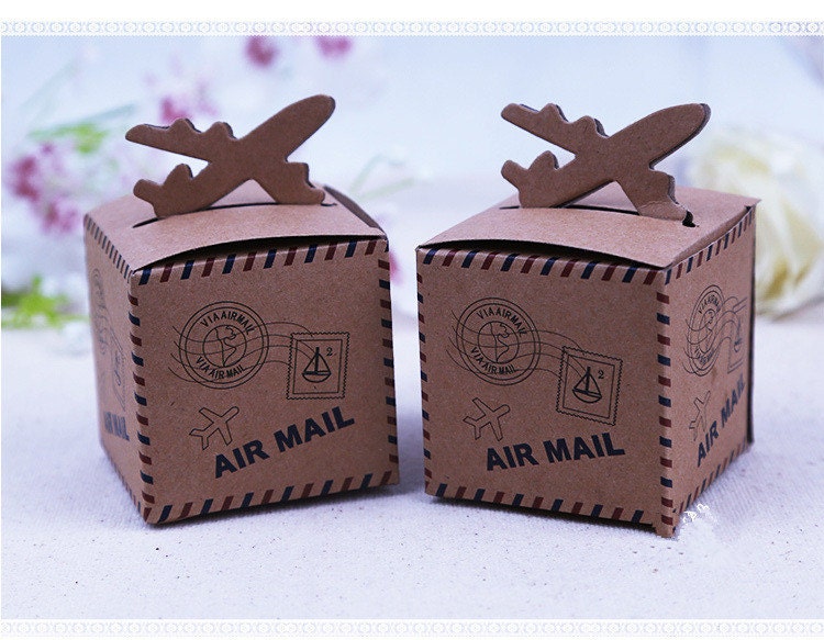 Brown Kraft DIY Vintage Inspired Airmail Favor Box Kit Etsy