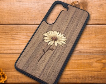 Daisy Wood-Inlay Wooden Phone Case