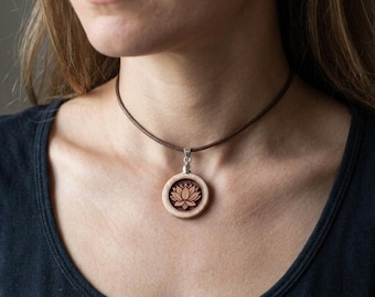 Handmade Lotus Choker, Minimalist Pendant, Spiritual Gift for Women