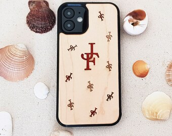 Custom Initial Inlaid - Real Wood Phone Cases for Apple iPhone Samsung Galaxy and Note