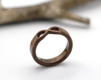Handcrafted Walnut Infinity Ring: Wooden Wedding Band