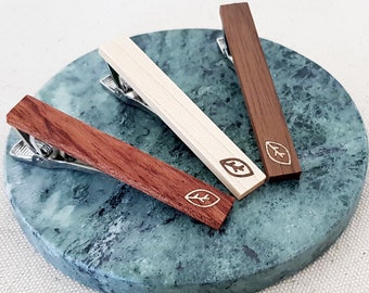 Leaf - Wood inlaid Wooden Tie Clip