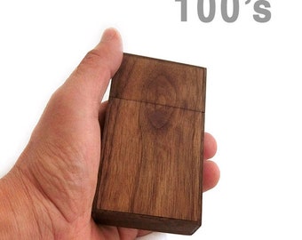 Handmade Real Wood Cigarette Pack Holder Case - for 100s