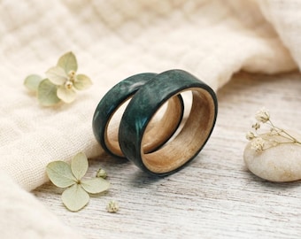 Mozzin Fiberwood™ Mossflow | Korean Hanji Fiber & Hardwood Wedding Band