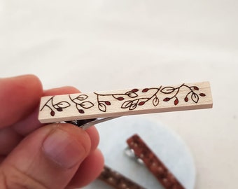 Spring plants - Wood inlaid Wooden Tie Clip