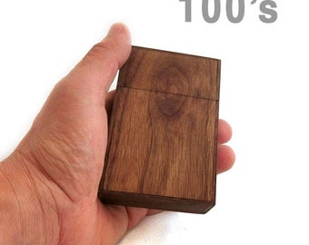 Handmade Real Wood Cigarette Pack Holder Case - for 100s