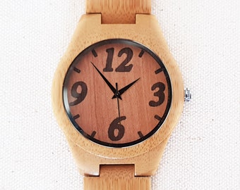 Wood Inlaid Wooden Watch for Men, Personalized Wood Watch Gift, Father's Day Gift Idea, Husband Gift, Boyfriend Gift, Anniversary Gift