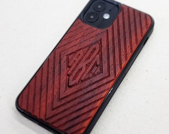 Monogram Carved Wood Phone Case: Walnut or Padouk, iPhone & Galaxy