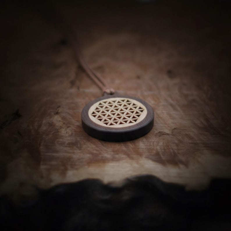Flower Geometry Problems Wooden Flower of Life Pendant Necklace, Sacred Geometry Mandala Jewelry ...