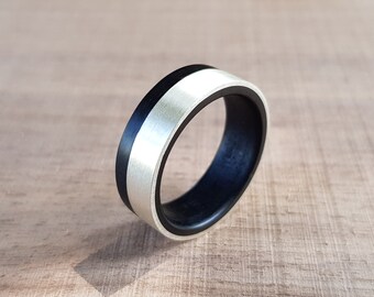 Custom Wood Ring - Ebony and Sterling Silver Combined Ring