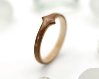 Handmade Wooden Star Ring: Satin Walnut & Maple
