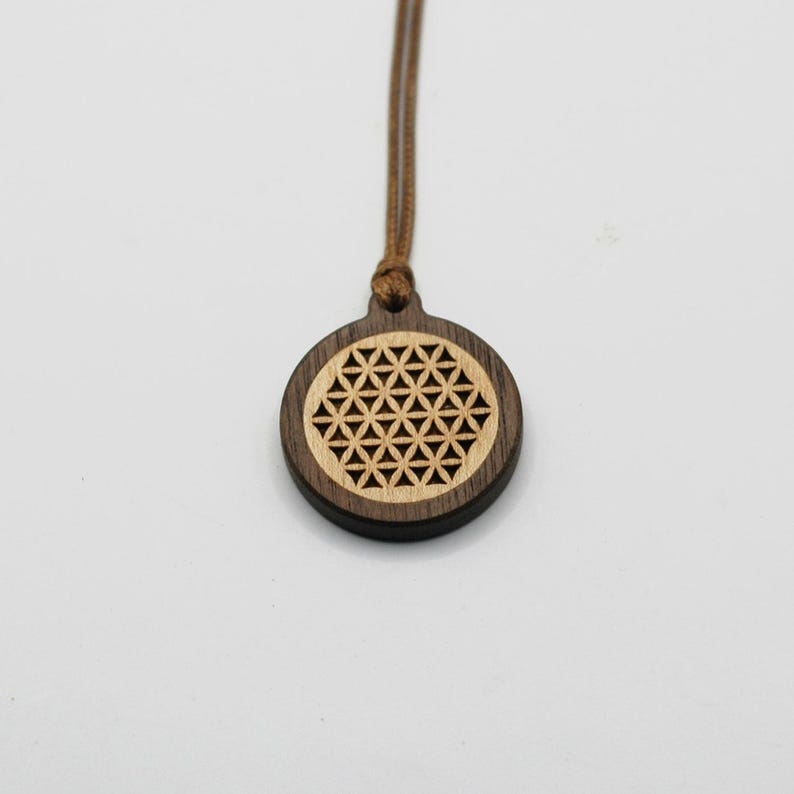 Flower Geometry Problems Wooden Flower of Life Pendant Necklace, Sacred Geometry Mandala Jewelry ...