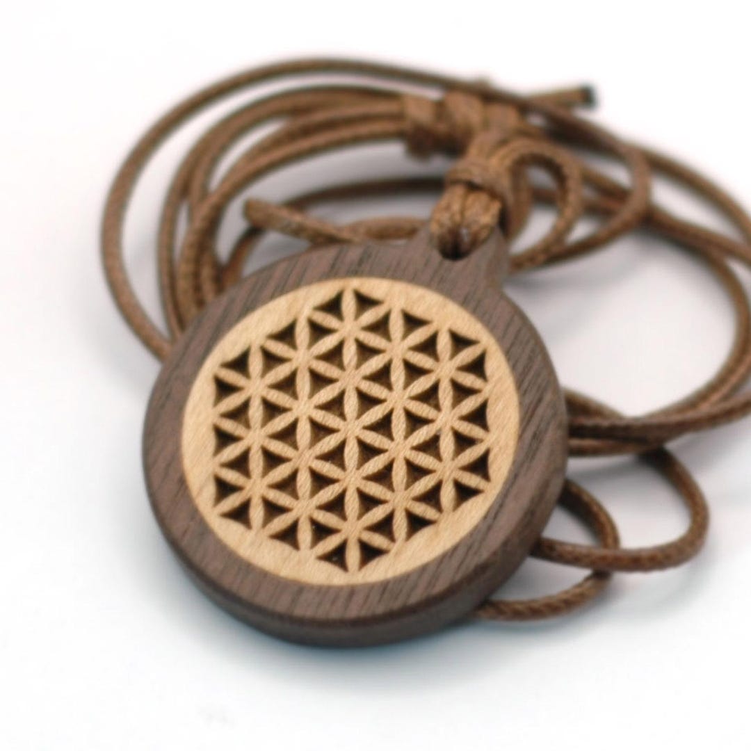 Flower Geometry Problems Wooden Flower of Life Pendant Necklace, Sacred Geometry Mandala Jewelry ...