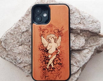 Angel Wood-Inlay Wooden Phone Case