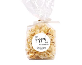 Engagement Party Favours, Popcorn Wedding Favours, Personalised Popcorn Bags, He Popped The Question, Engagement Party Decorations