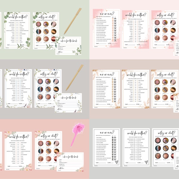 Hen Party Games, Hen Party Games Classy, Advice to the Bride Cards, Hen Do Games, Botanical, Boho, Rose Gold, Minimalist, Floral with Pens