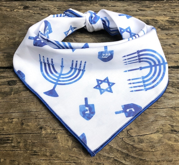Hanukkah Dog Bandana HANUKKAH Puppy Bandana Hanukkah Bandana Dreidel Bandana Menorah Dog Accessories Holiday Etsy