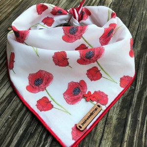 Poppy dog bandana // Flower dog bandana //Red Dog bandana // Bohemian // Boho dog bandana// Autumn bandana // Puppy bandana // Dog gift