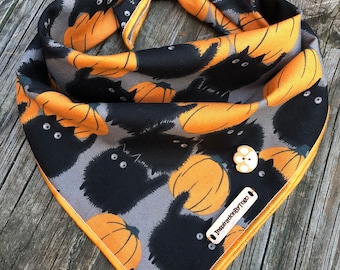 Halloween Dog bandana CATS & PUMPKINS// Pumpkin // Dog costume // Halloween // Black cats // Dog accessories // Dog bandanas