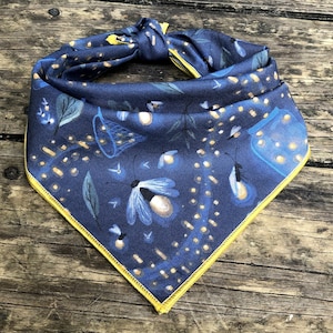 Dog bandana FIREFLIES // Glowbugs bandana // Blue dog bandana // Puppy bandana // Firefly // Dog bandanas // Dog accessories // Dog