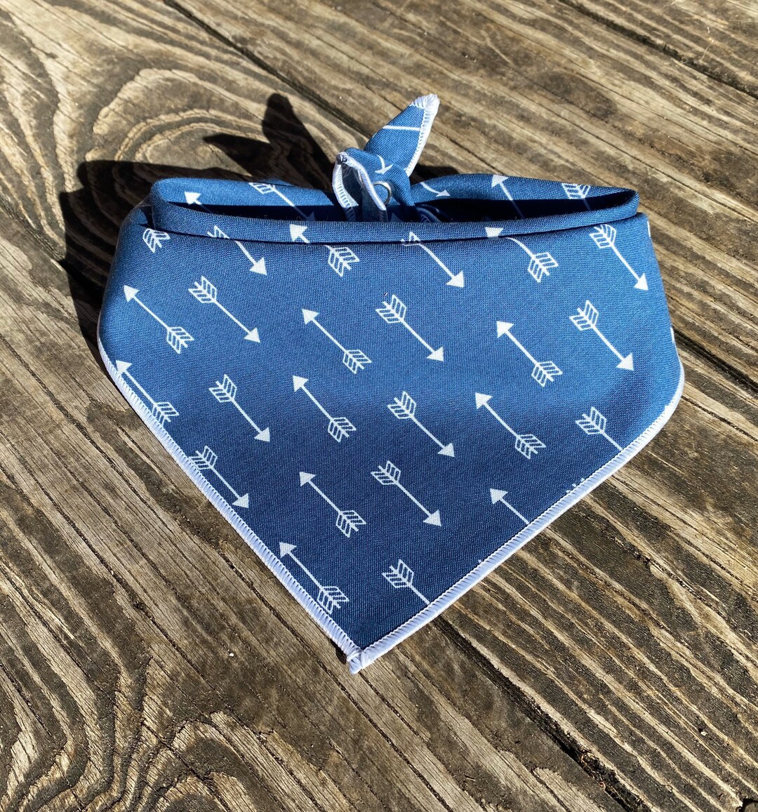 Gray Arrows Dog Bandana SMALL BLUE ARROW // Blue Dog Bandana // Arrow