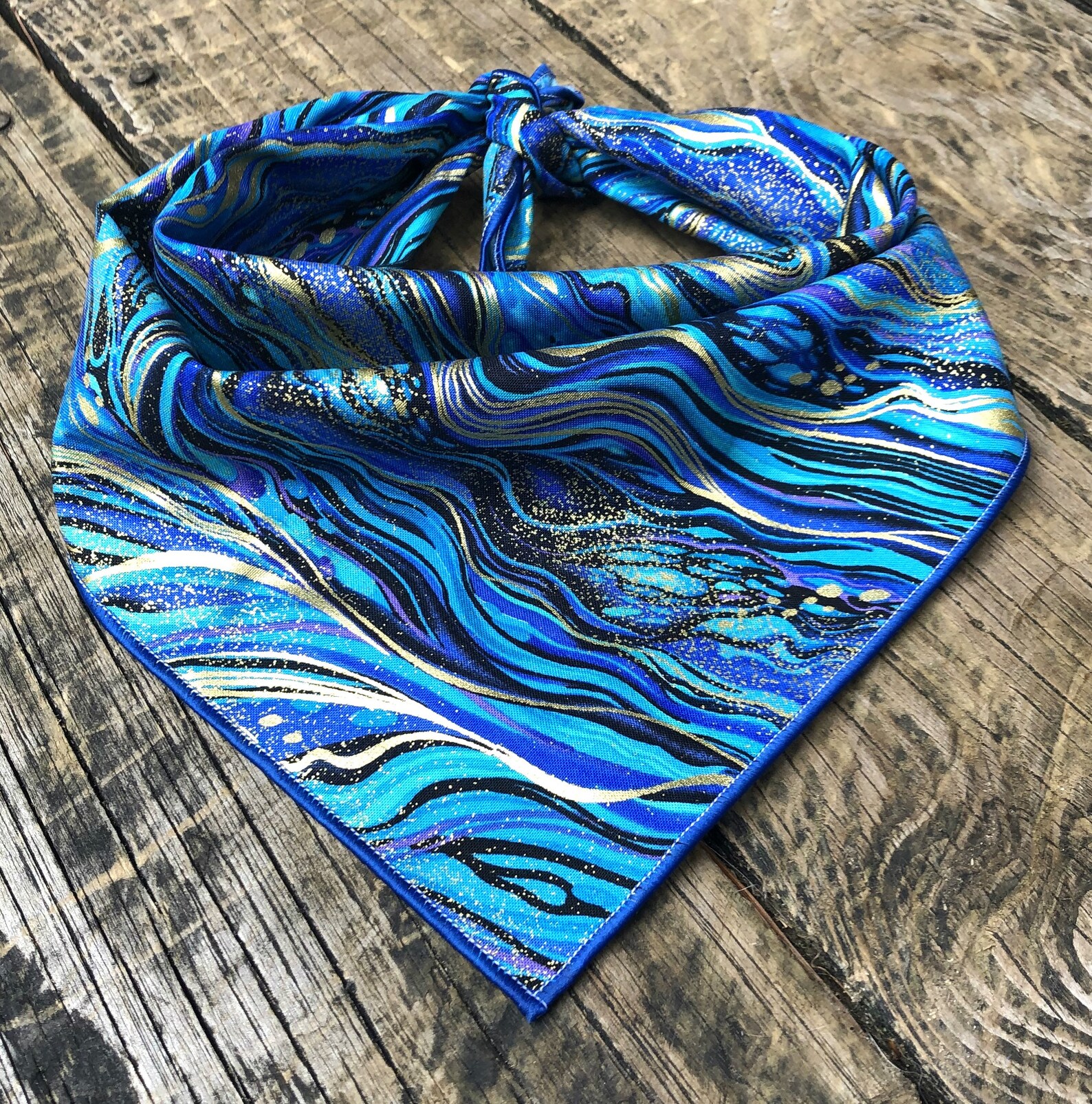 Dog Bandana BLUE GOLD SWIRLS // Blue Dog Bandana // Dog Etsy