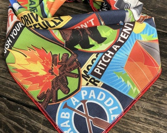 Dog bandana: CAMPING // Mountain dog bandana // Winter dog bandana // Bandana for dogs // Hiking bandana // Fall dog bandana