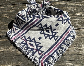 Frayed Dog bandana // Aztec Dog bandana // Blue dog bandana // Bandana for dogs //  Dog bandana Aztec // Dog scarf