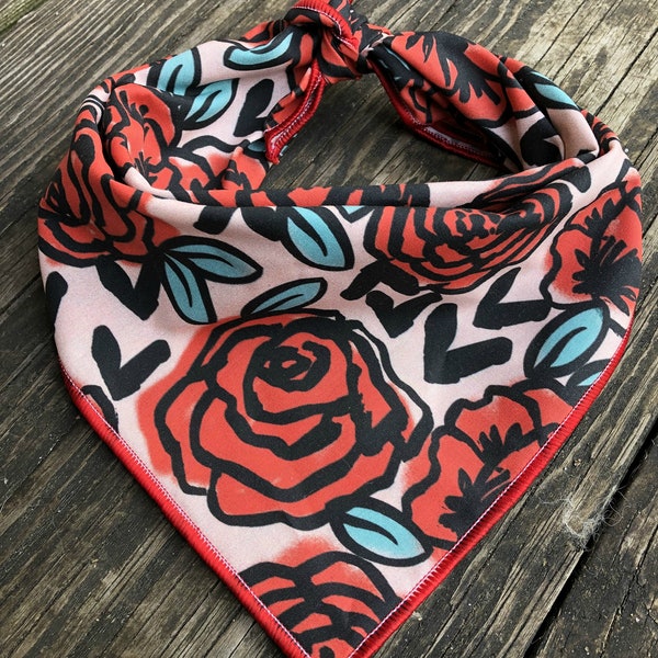 Valentine dog bandana ROSES  // Flower dog bandana // Dog bandana roses // Valentine Day bandana //Personalized dog bandana