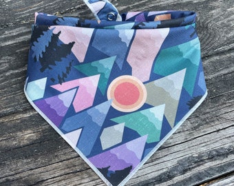 Dog bandana- PURPLE MOUNTAINS // Mountain dog bandana // Winter dog bandana // Bandana for dogs // Hiking bandana // Camping