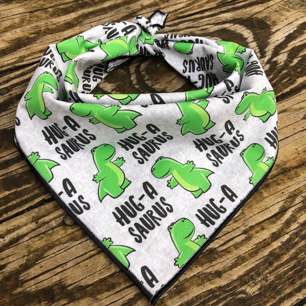 Dog bandana HUG-A-SAURUS// Dog bandanas // Dinosaurs // dog bandana summer // Puppy bandana // Hugs // Dino