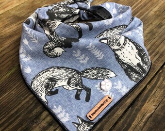 Dog bandana WINTER FOX  // Fall dog bandana // Dog bandanas // Dog bandana wintr// Winter dog bandana // Camping bandana // Adventure dog