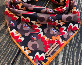 Thanksgiving dog banana TURKEY // Fall dog bandanas // Autumn dog bandana // Gobble dog bandana // Tie on dog bandana