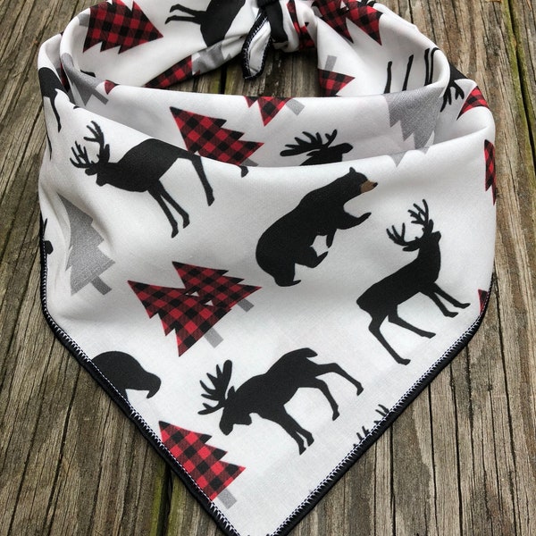 Bear dog bandana BUFFALO PLAID// Red Dog bandana // Bear bandana // Fall dog bandana // Winter dog bandana // Bandana for dogs // Gift for d