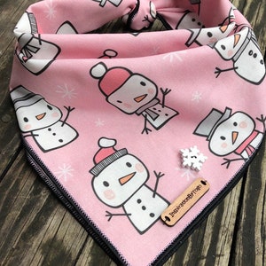 Christmas Dog bandana PINK SNOWMAN// Dog bandana christmas // Pink dog bandana // Christmas bandana // Winter bandana // Snowman image 1