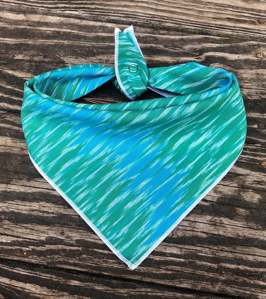 BLUE GREEN IKAT Dog Bandana // Green Dog Bandana // Blue Dog Bandana / Dog Scarf Bandana