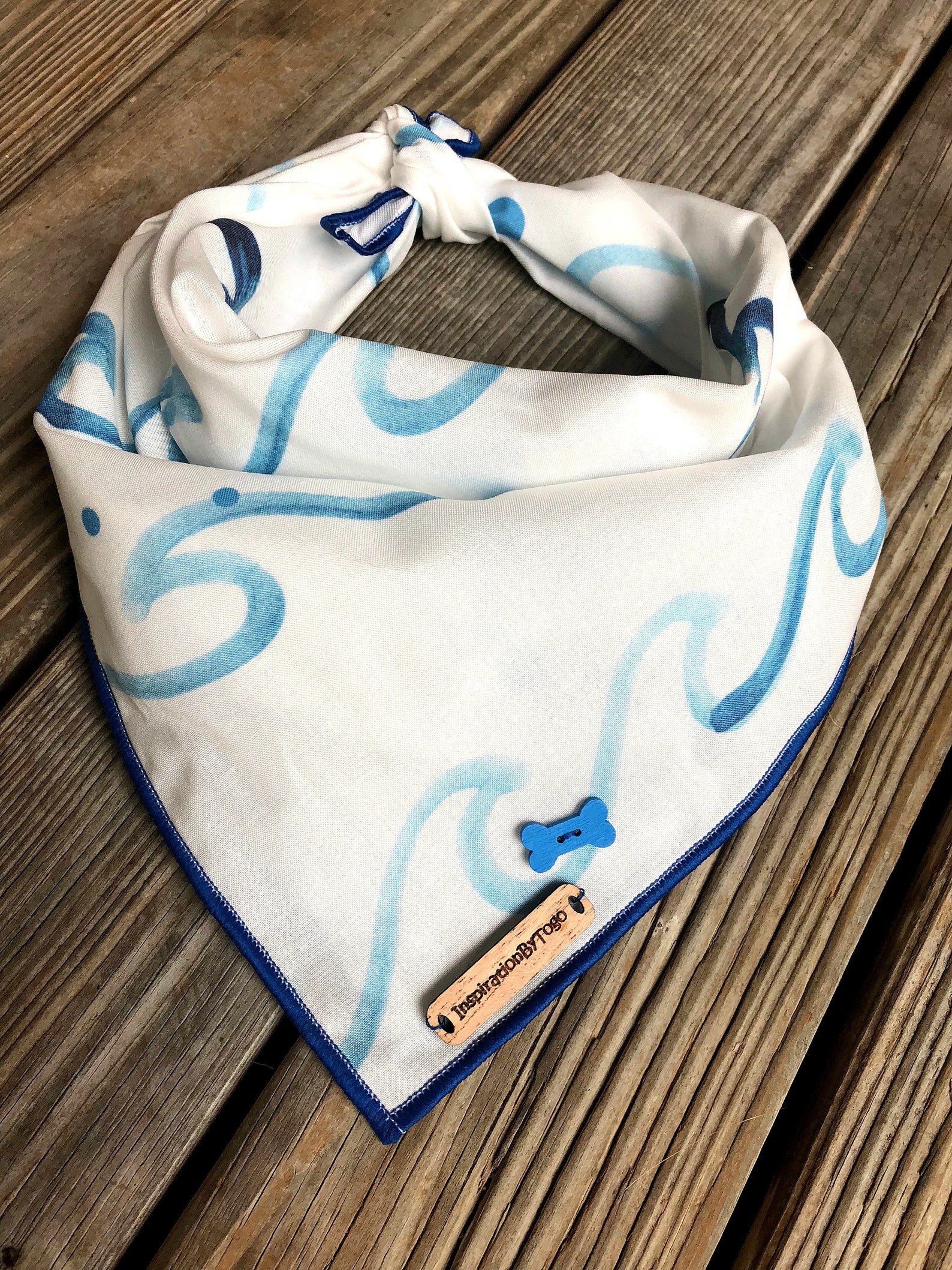 Dog bandana OCEAN WAVE // Dog bandanas // Beach dog bandana // Etsy