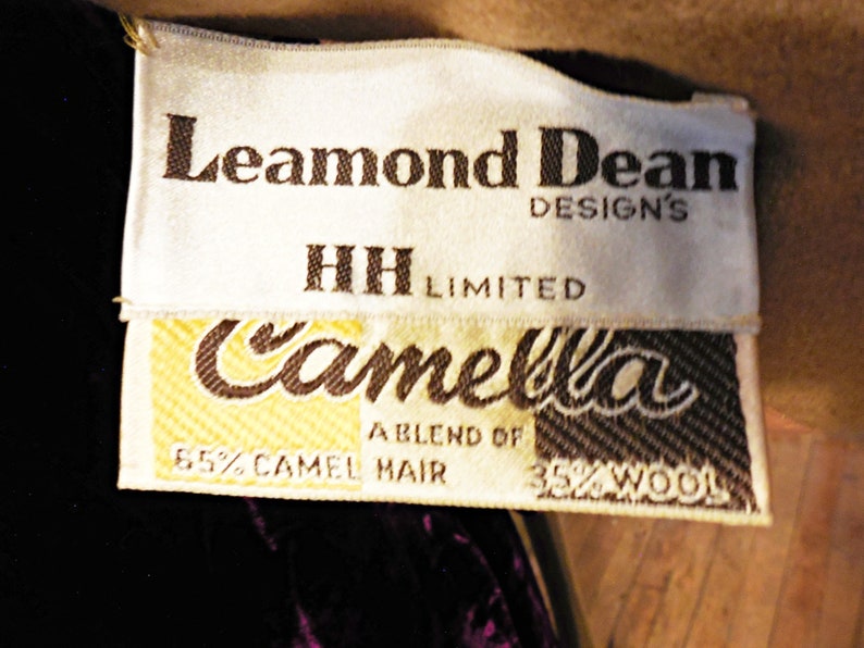 Vintage Camel Fur Collar Coat Jacket Tie Waist Fitted Satin Lining Women/'s Leamond Dean Designs Coat
