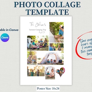 Large Canva Photo Collage Template, Editable Collage For Any Celebration, Birthday Photo Collage, Family Photo Collage, Canva 18x24