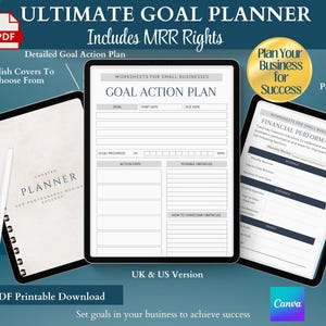 Master Resell Rechte Ziele-Setting-Planer, PLR Planer für Geschäftsziele, Etsy Verkäufer Zielplanung PLR Vorlagen für ein passives Einkommen.