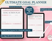 Vision Board Goal Setting Planner Workbook Template for Business Goal Setting, Quarterly Planner, Monthly Reflection, Financial Planner.