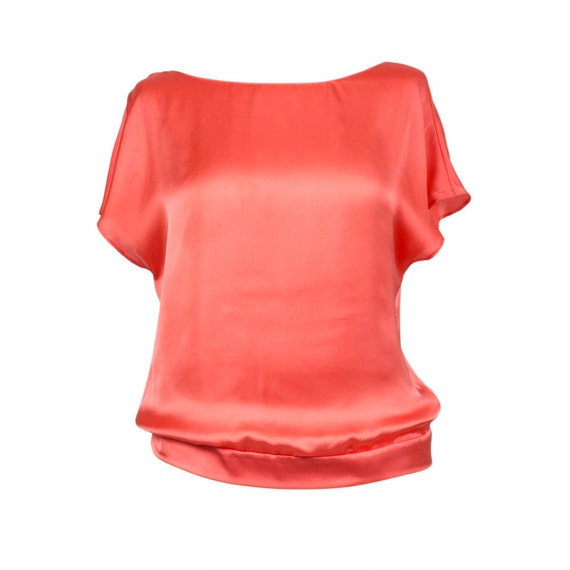 Coral Blouse, cape sleeve blouse, boat neckline, business casual, business attire women, pencil skirt outfits, custom made, womens blouse