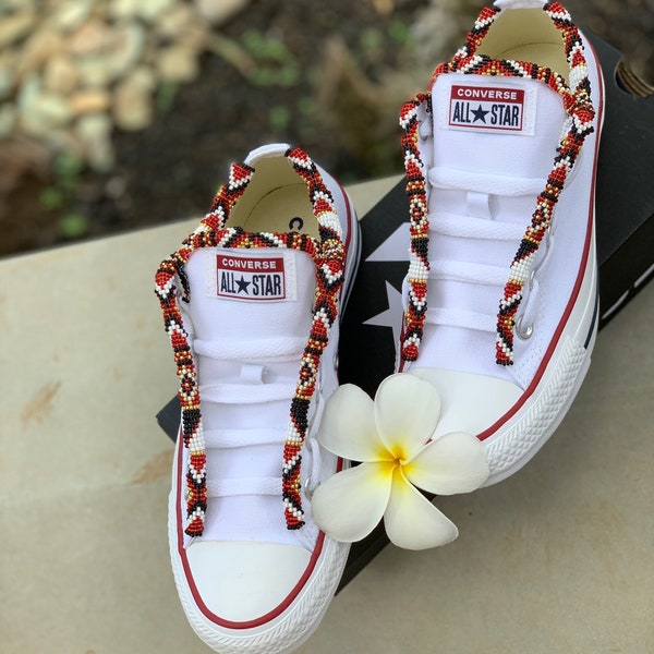 Red Accent Beaded Converse