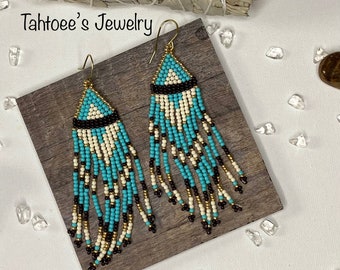 Native Turquoise Seed Bead Earrings