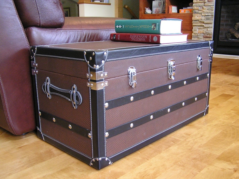 Sterling Steamer Trunk Wood Storage Wooden Treasure Chest Etsy