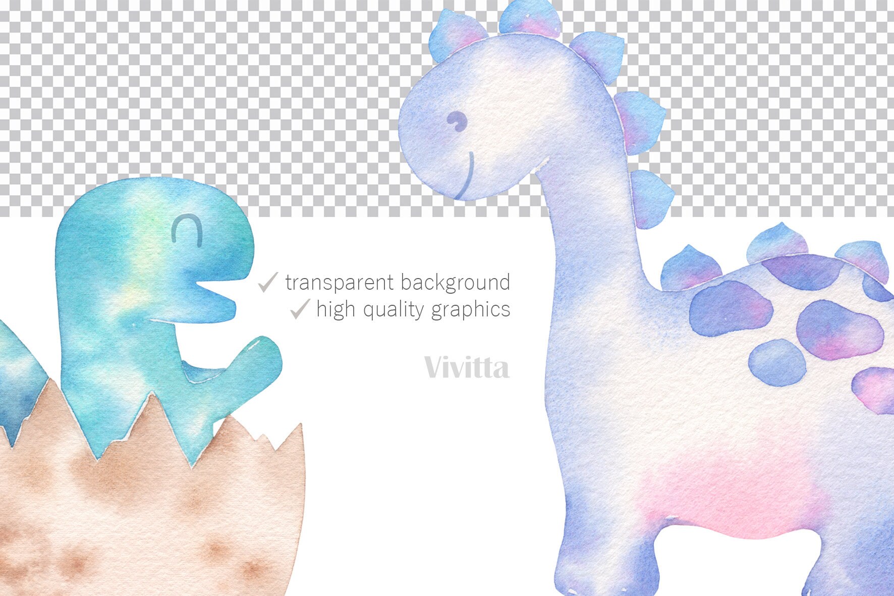 Dinosaurs, Dino, Watercolor Clip Art Collection, Birthday Partyt Rex ...
