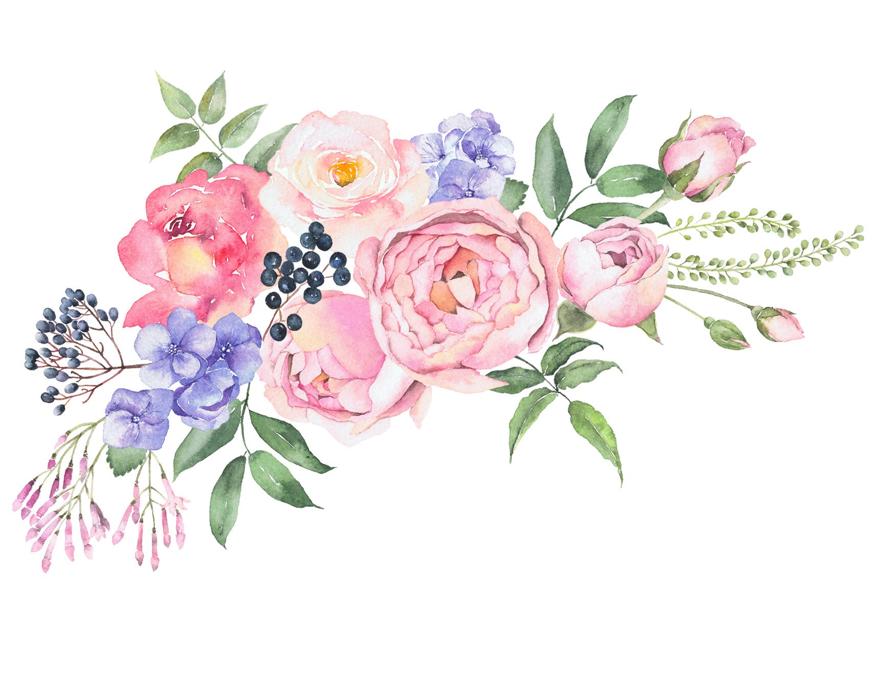 Watercolor Floral Clipart Set dear Rose Pre-made - Etsy